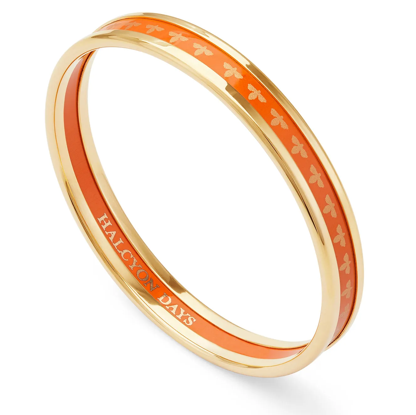 Skinny Bee Orange & Gold Enamel Bangle