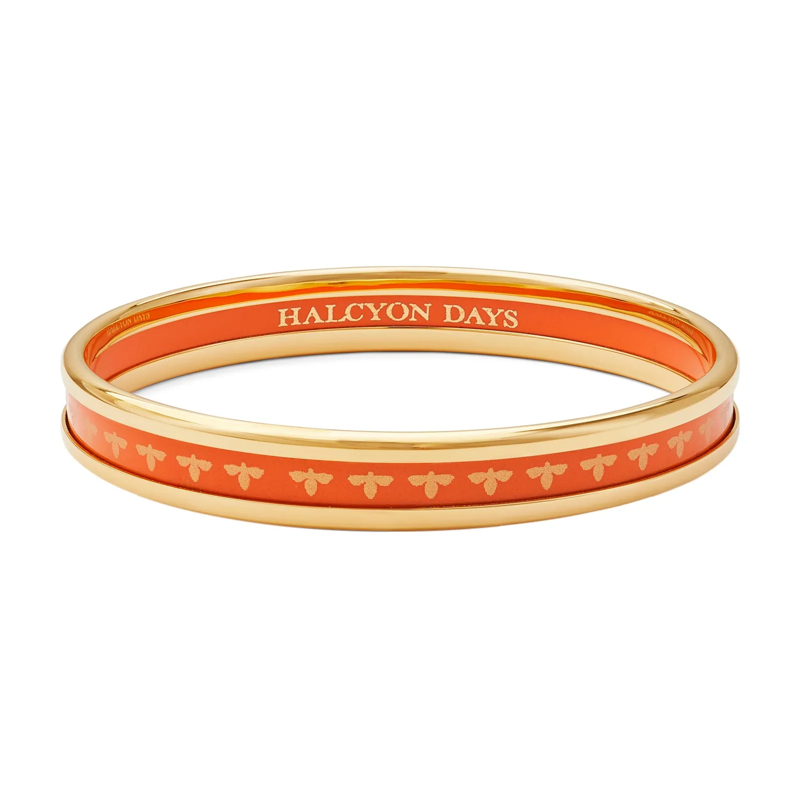 Skinny Bee Orange & Gold Enamel Bangle