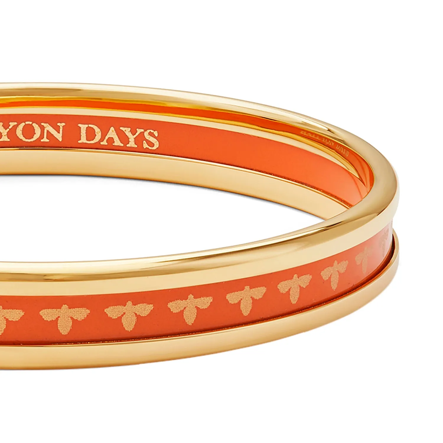 Skinny Bee Orange & Gold Enamel Bangle