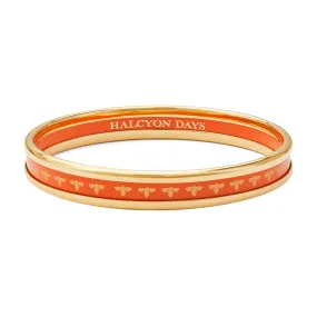 Skinny Bee Orange & Gold Enamel Bangle