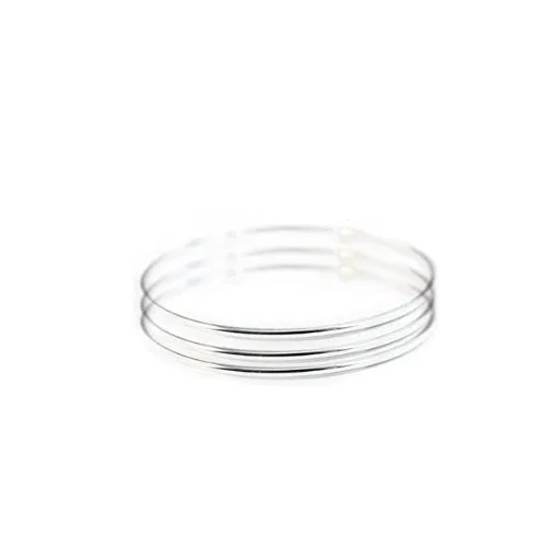 Slim Sterling Silver Bangle Bracelet Set of 3