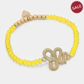 Snake Beaded Yellow & Gold Fashion Bracelet