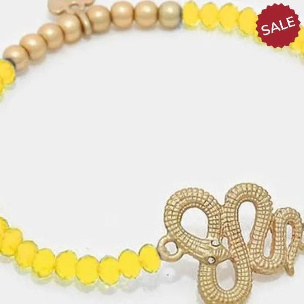 Snake Beaded Yellow & Gold Fashion Bracelet