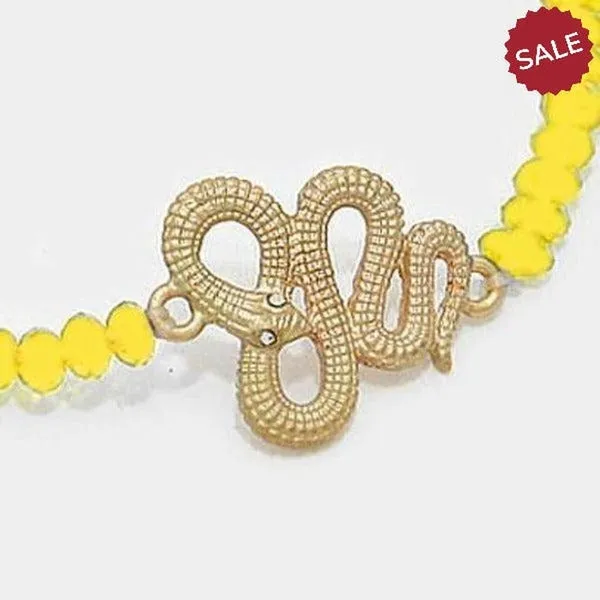 Snake Beaded Yellow & Gold Fashion Bracelet