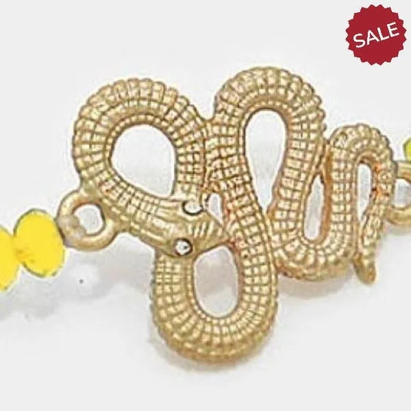 Snake Beaded Yellow & Gold Fashion Bracelet