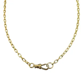 Solid Oval Link Gold Watch Chain Necklace