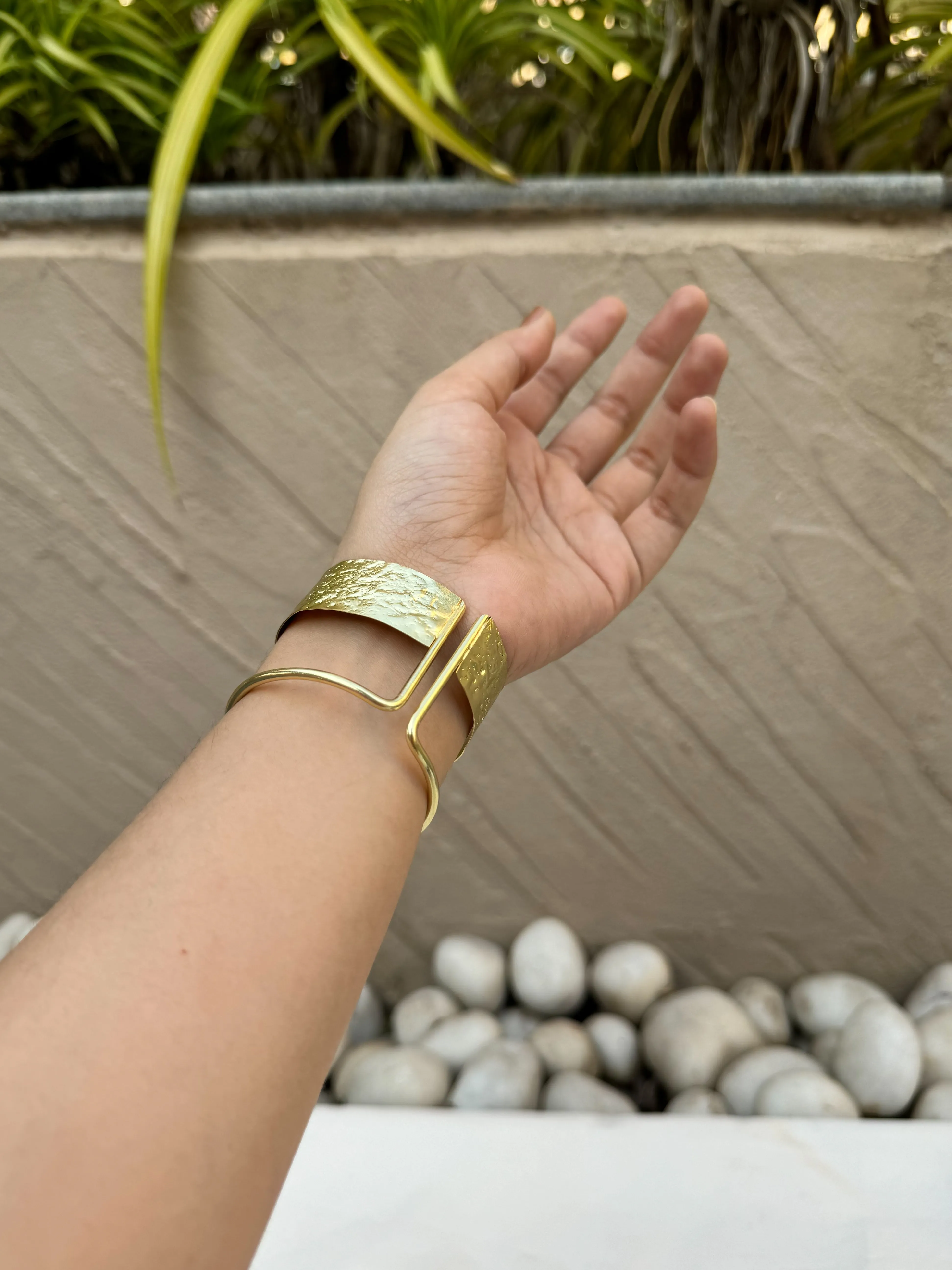 Spaced Block Statement Brass Bracelet (Anti Tarnish)