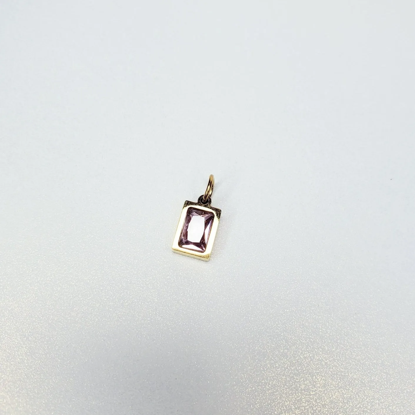 Stainless Steel Cubic Zirconia Rectangle Gem Charm