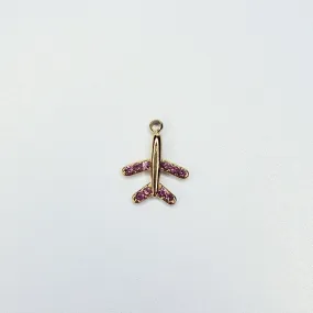 Stainless Steel Rhinestone Airplane Travel Charm