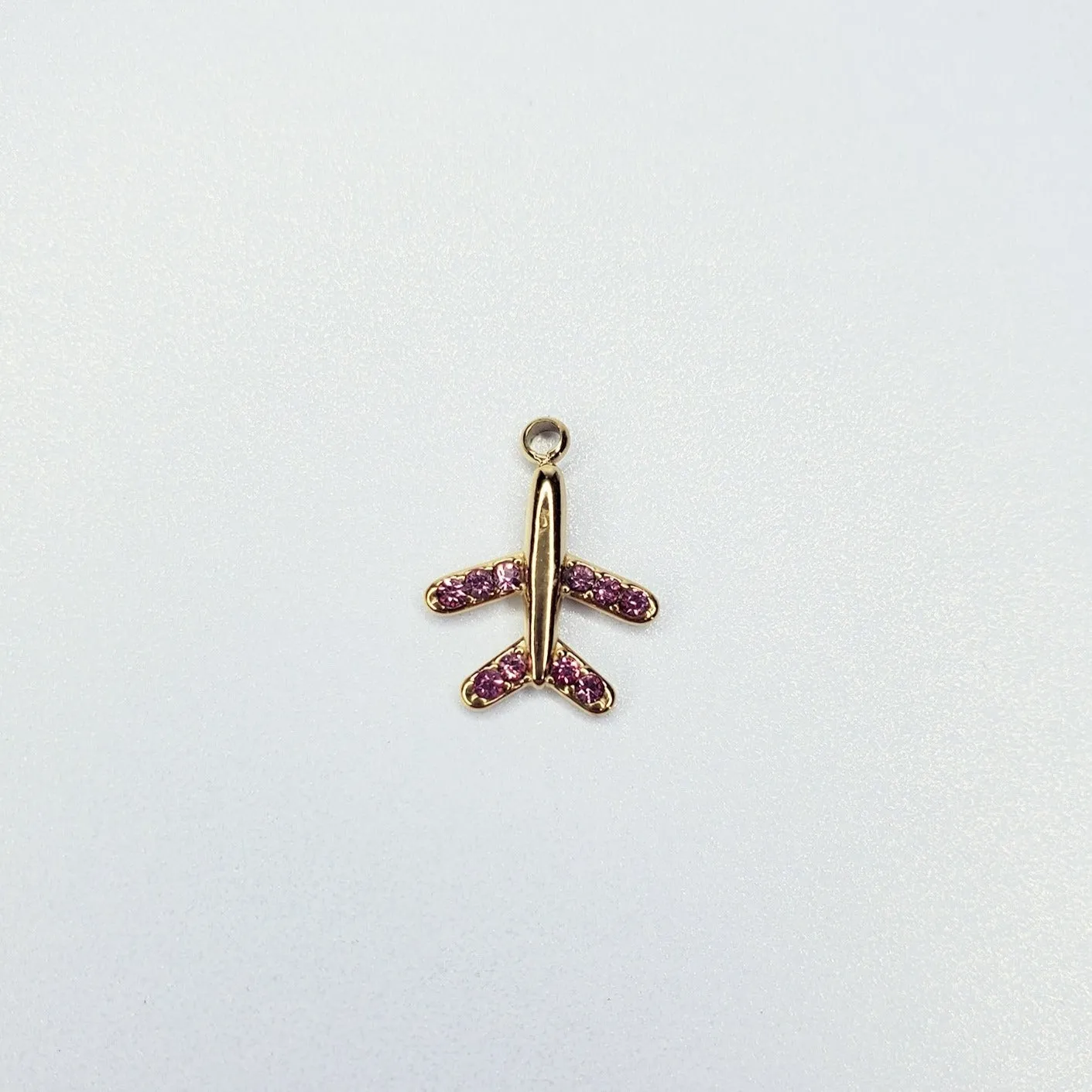 Stainless Steel Rhinestone Airplane Travel Charm