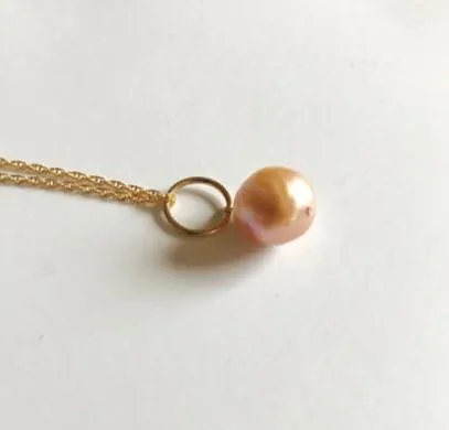 Stellar Necklace with Baroque Pearl with 14K Yellow Gold chain