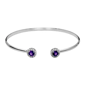 Sterling Silver Amethyst White Topaz Cuff Bracelet