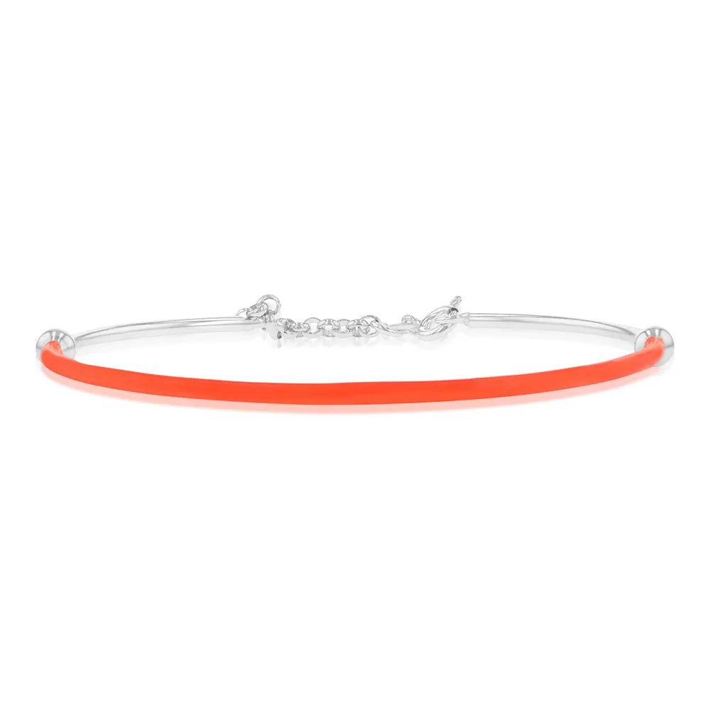 Sterling Silver Bright Orange Bangle