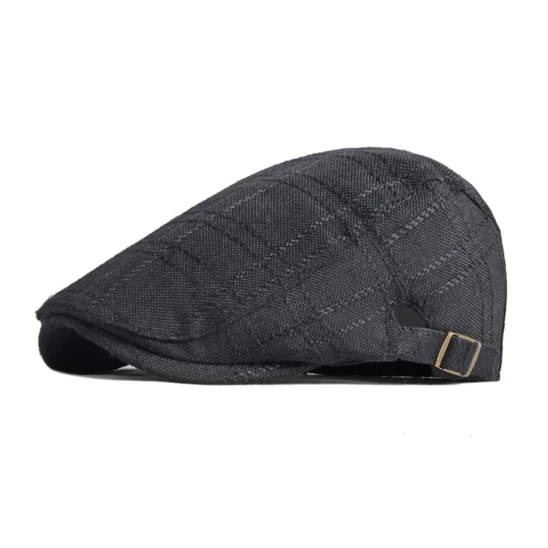 Summer Breathable Plaid Flat Cap