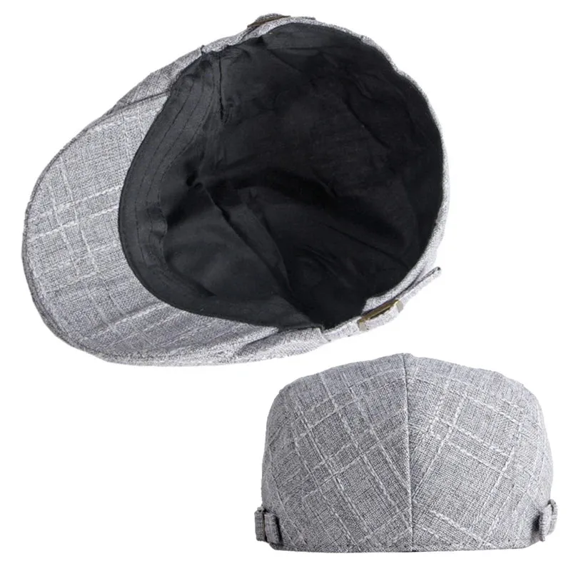 Summer Breathable Plaid Flat Cap