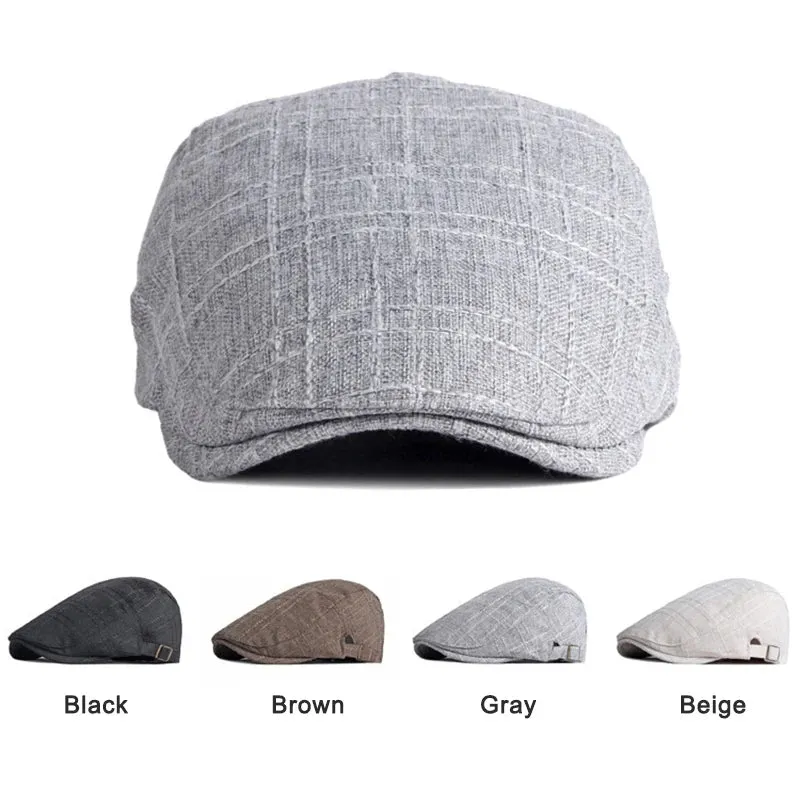 Summer Breathable Plaid Flat Cap