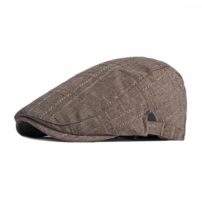 Summer Breathable Plaid Flat Cap