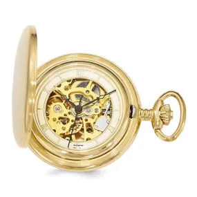 Swingtime Gold-Finish Brass Mechanical 42mm Pocket Watch - Engravable