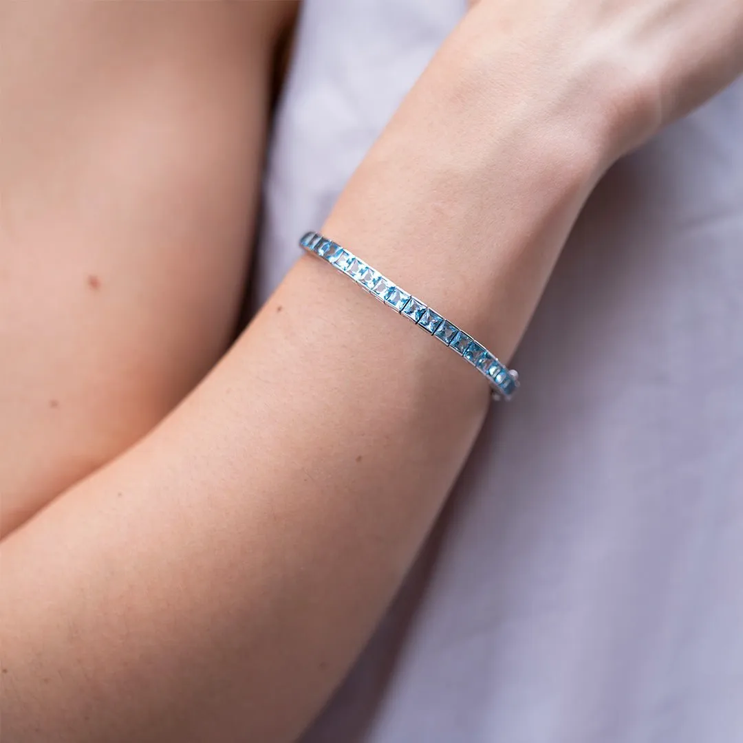 Swiss to London Blue Topaz Gradient Tennis Bracelet