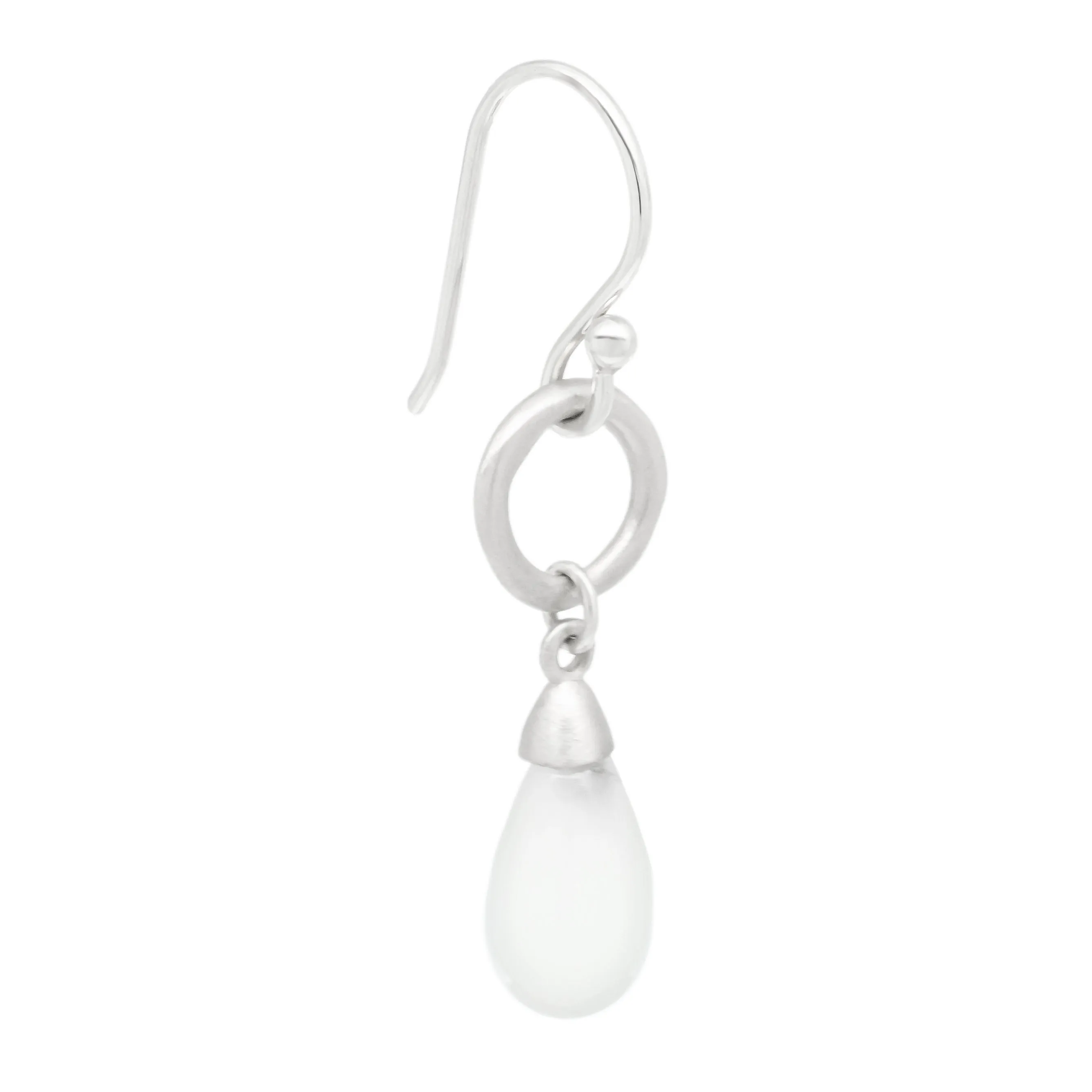 Teardrop Moonstone Open Circle Earrings