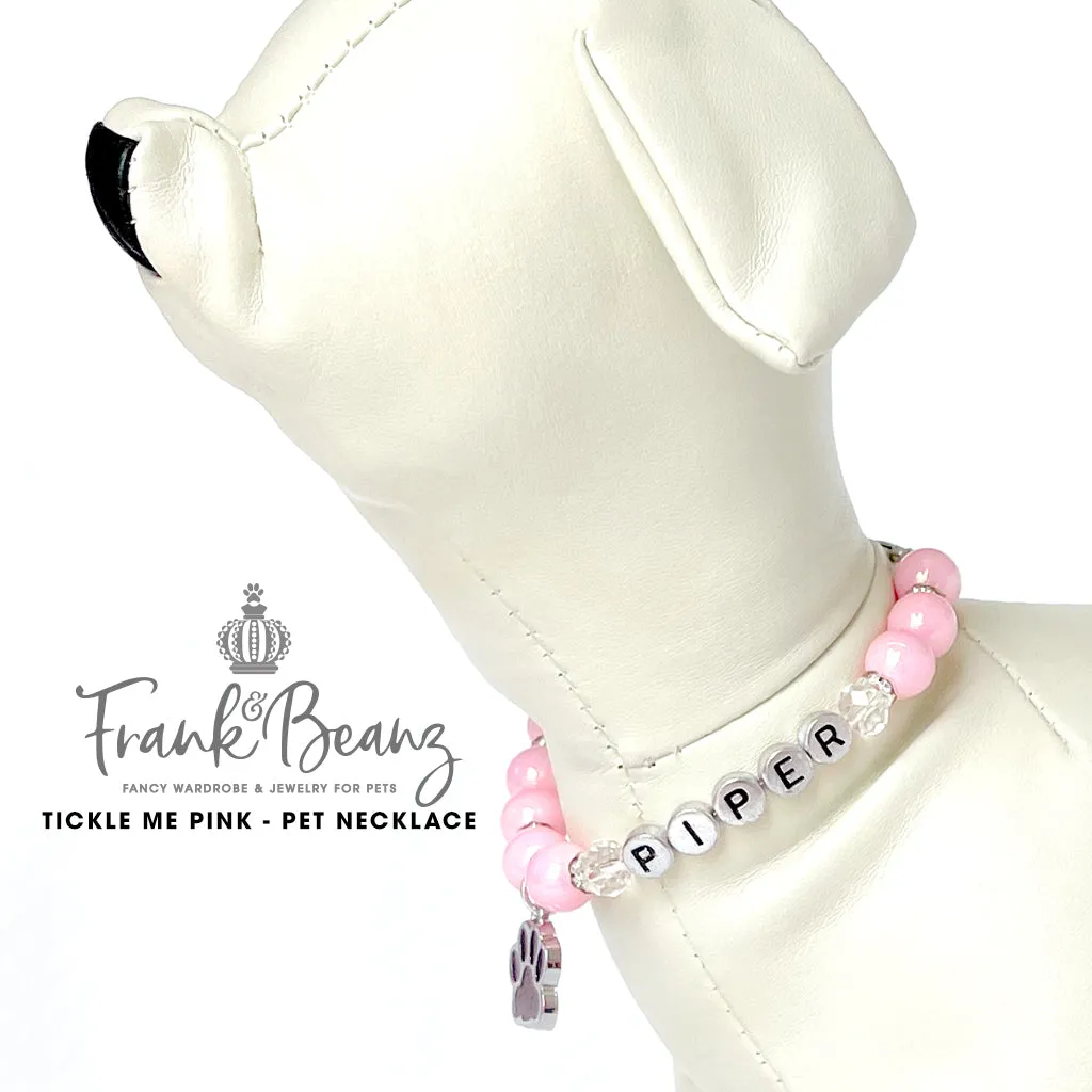 Tickle Me Pink Paw Print Dog Necklace Pink Pearl Dog Luxury Pet Jewelry