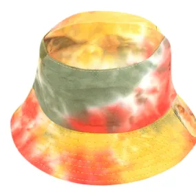 Tie Dye Bucket Hat - Green/Yellow - 100% Cotton