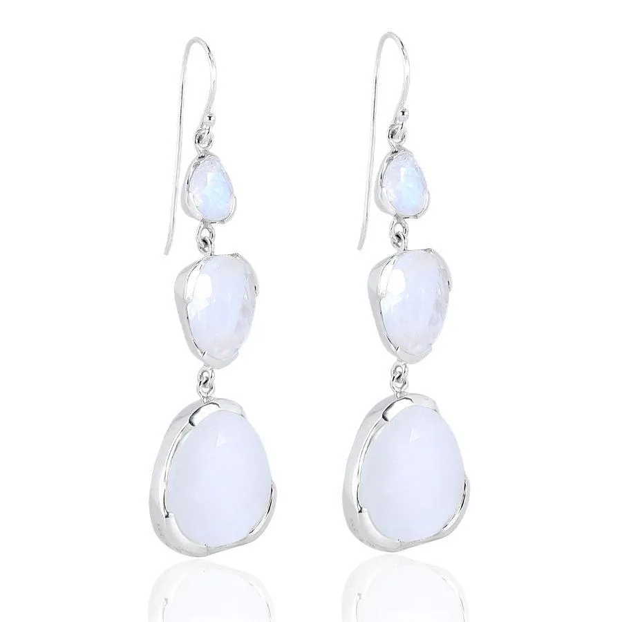 TO THE POWER OF THREE EARRINGS - RAINBOW MOONSTONE