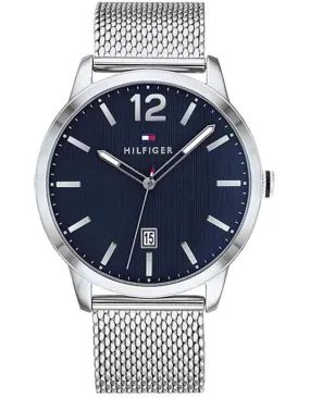 Tommy Hilfiger Mens Dustin Watch - Stainless Steel - Navy Dial - Date - Mesh