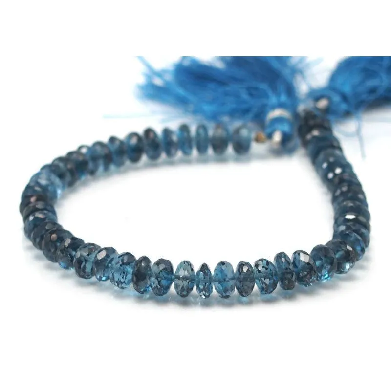 Topaz London Blue Faceted Rondelles 6-7mm Bead Strand