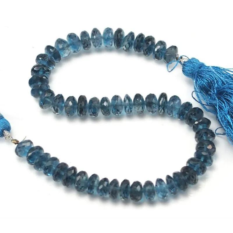 Topaz London Blue Faceted Rondelles 6-7mm Bead Strand