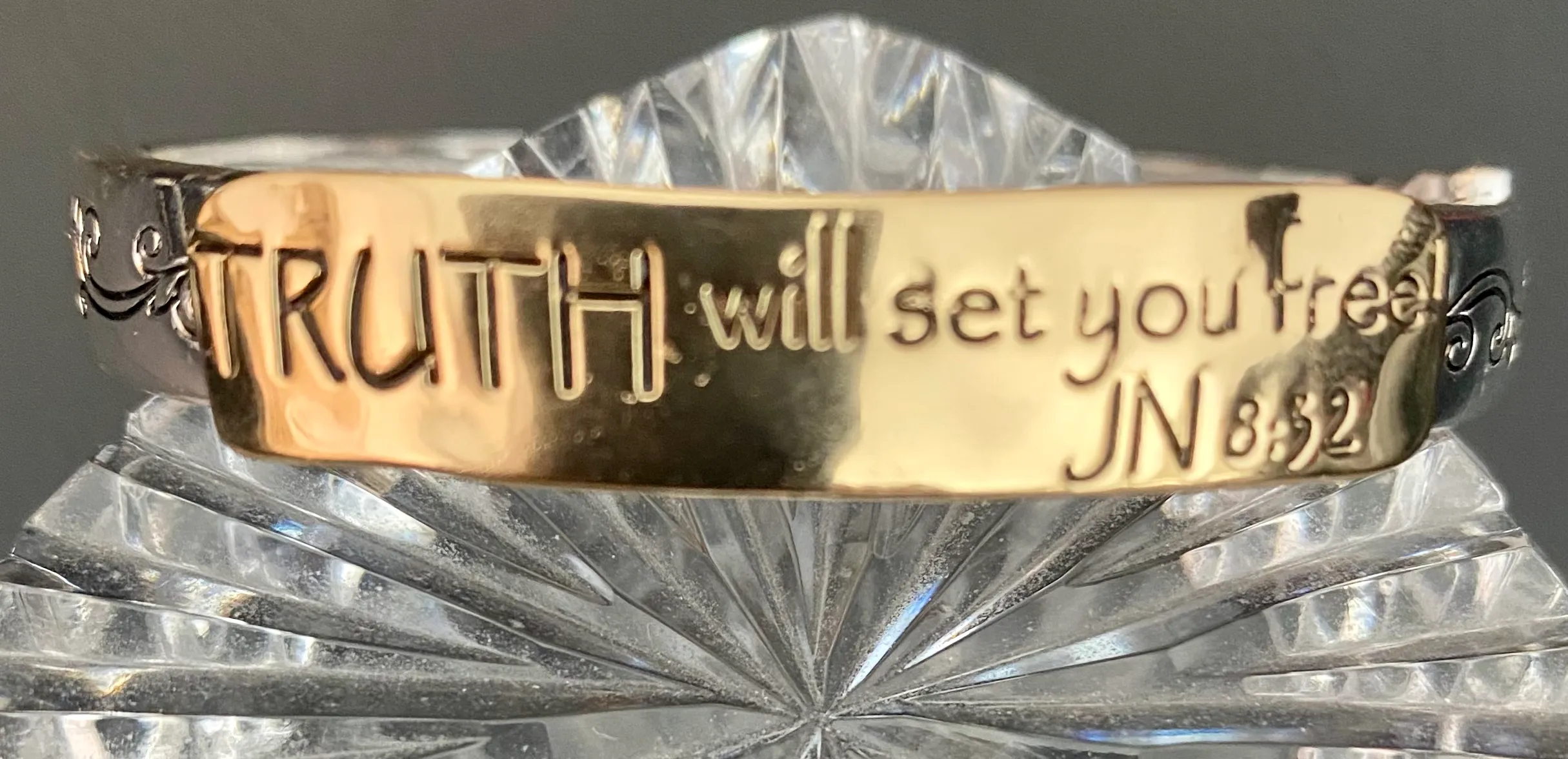 Truth Will Set You Free gold and silver Bangle Bracelet