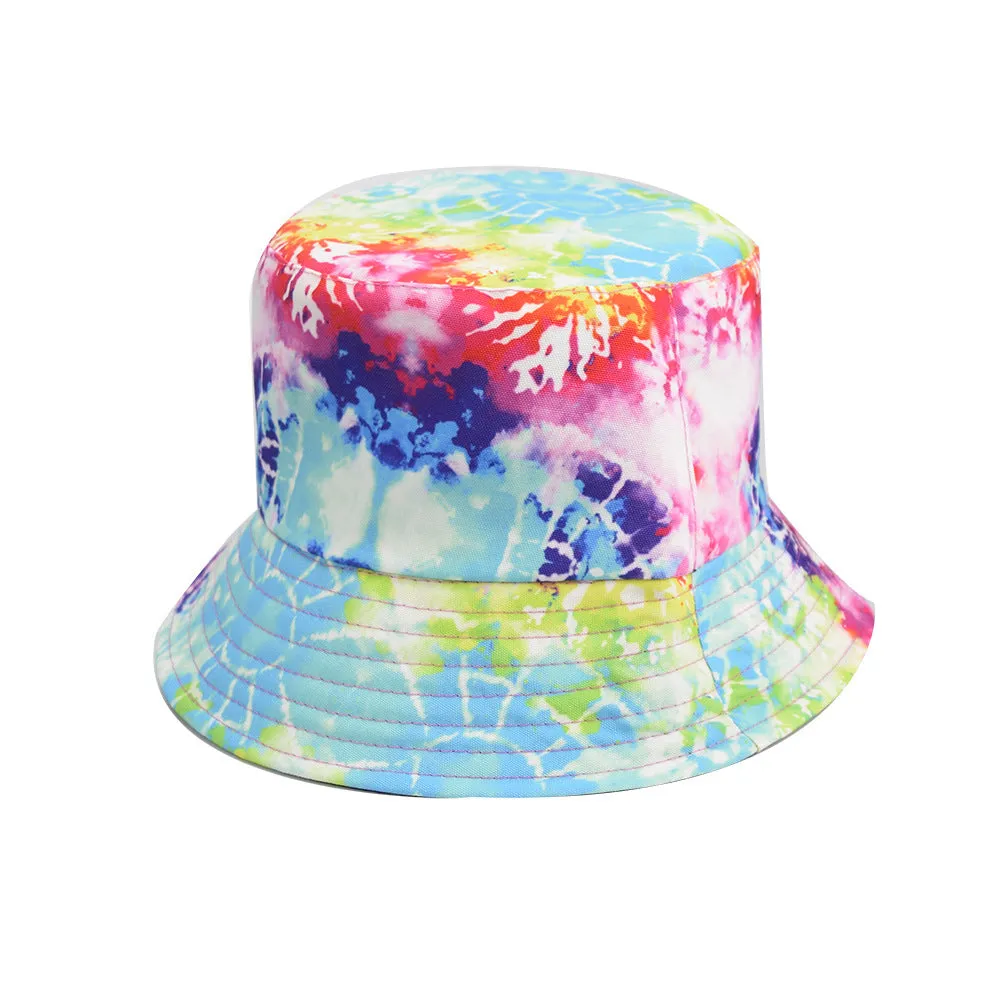 Unisex Reservible Tie Dye Print Boonie Bucket Hat Cap Brim Outdoor Sun Safari Camping Fishing