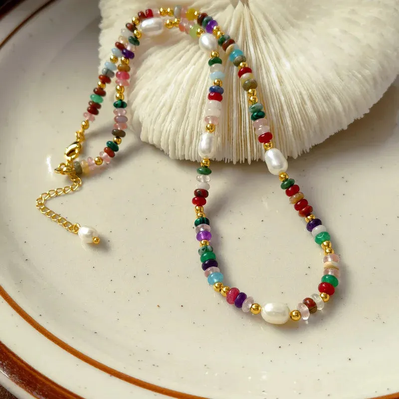 VAIGE Elegant Natural Pearl Beaded Jewelry Set with Bracelet and Necklace