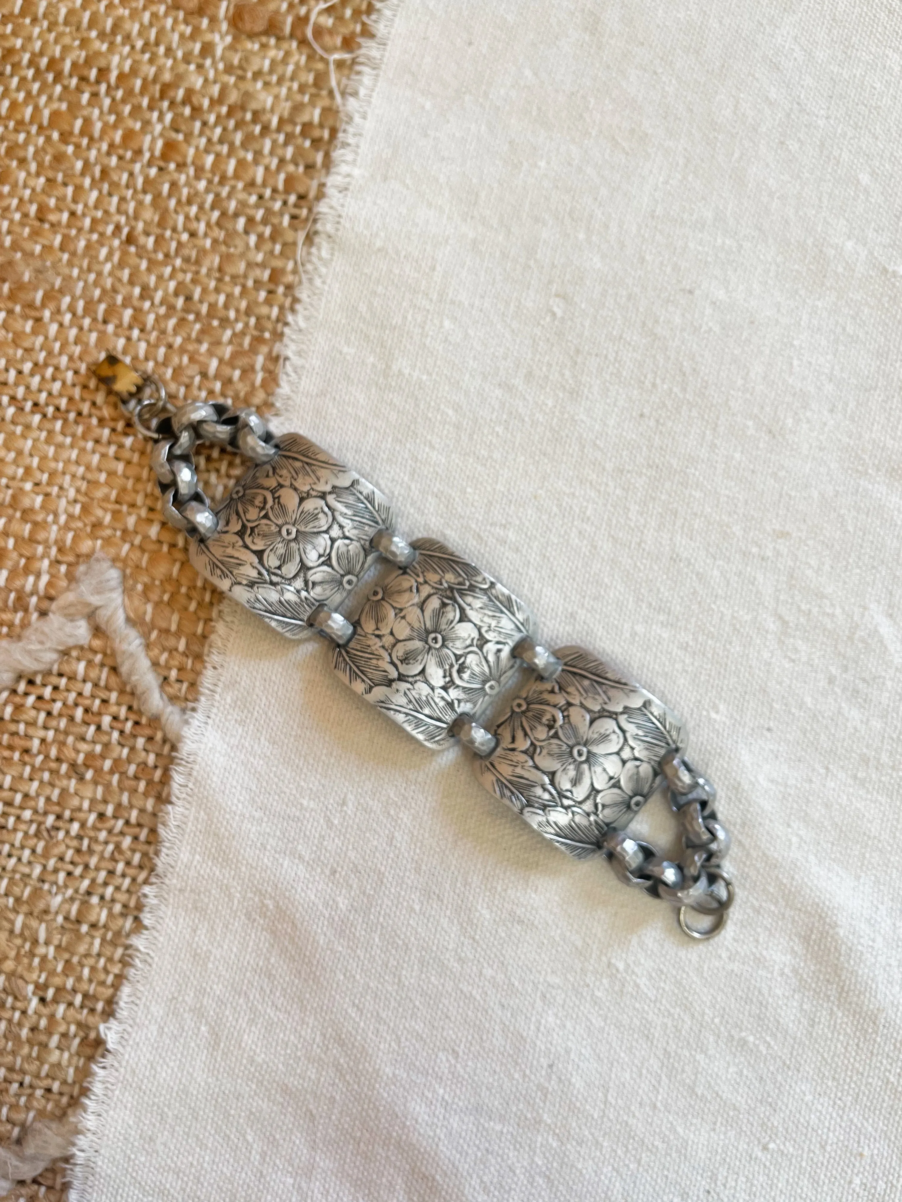 Vintage 40's Aluminum Floral Bracelet