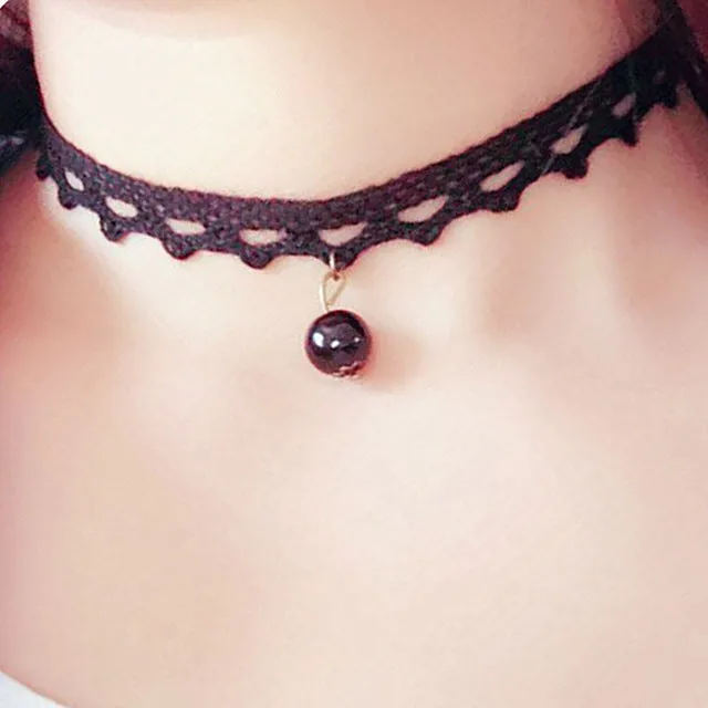 Vintage Gothic Lolita Punk Crystal Choker Necklace Black Victorian Style Tassel Vampire Steampunk Torques Jewellery 2017 HOT