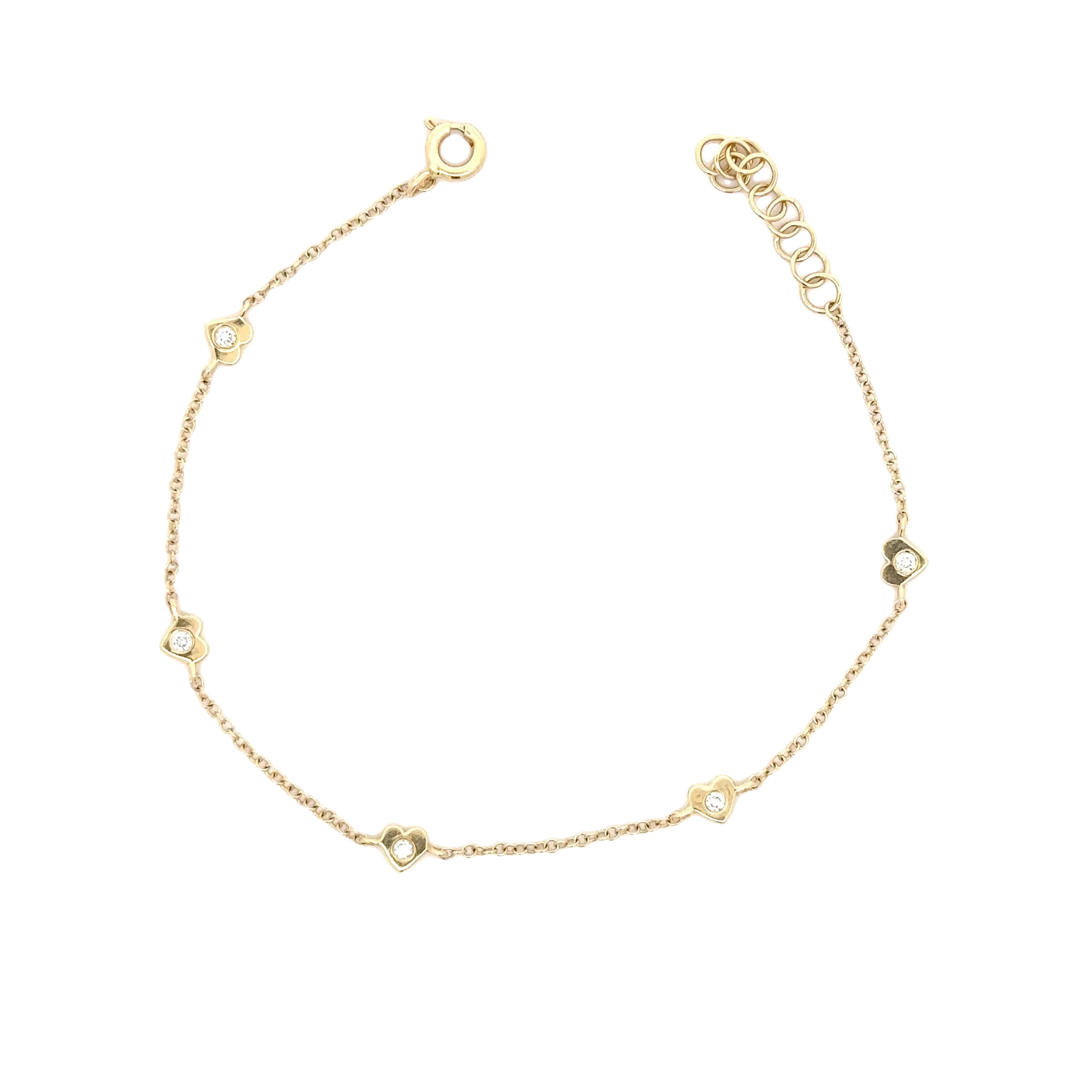 WD1712 14kt Gold Heart Bracelet with Diamond Detail