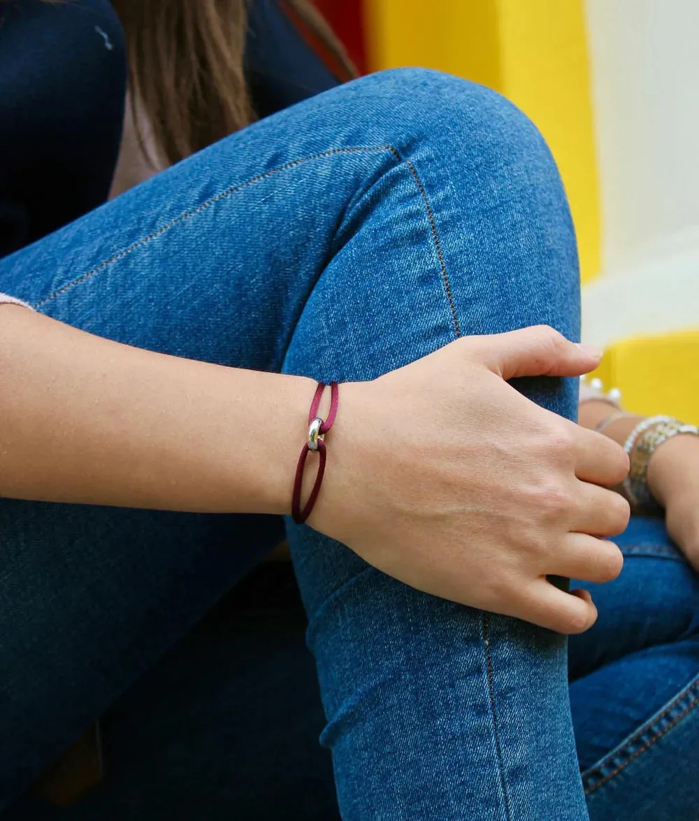 Wecord Silver Soho Cord Bracelet - Burgundy