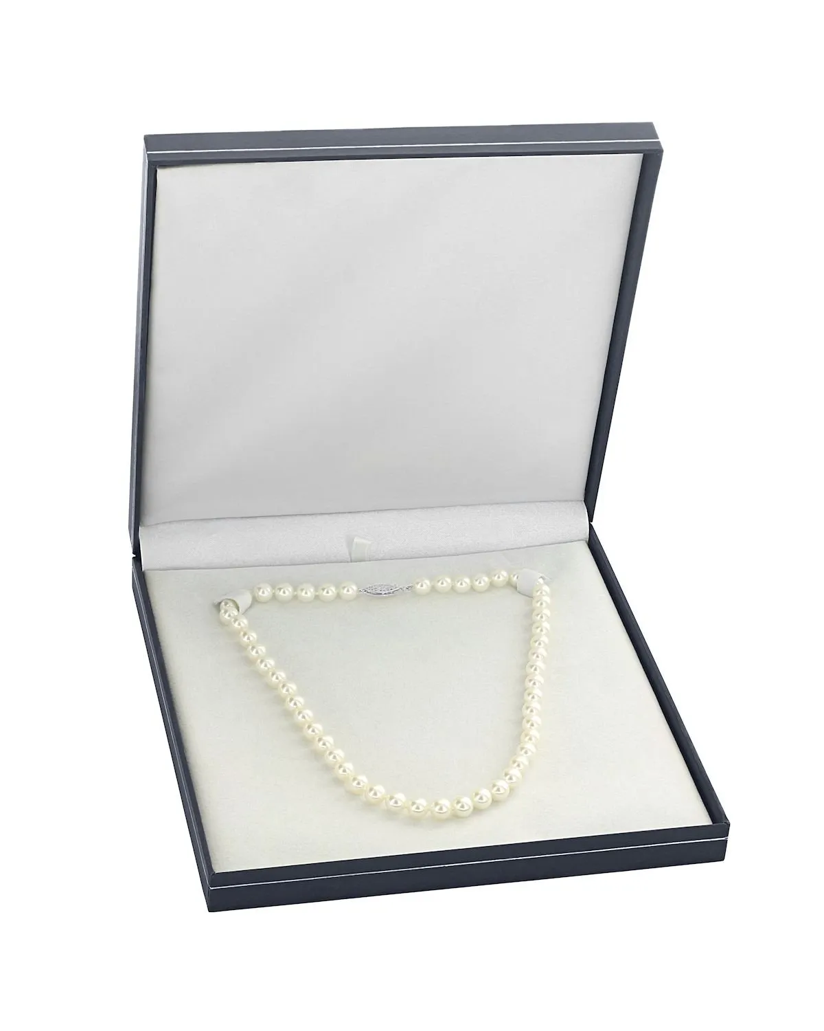 White Japanese Akoya Choker Length Pearl Necklace, 6.5-7.0mm - AA  Quality