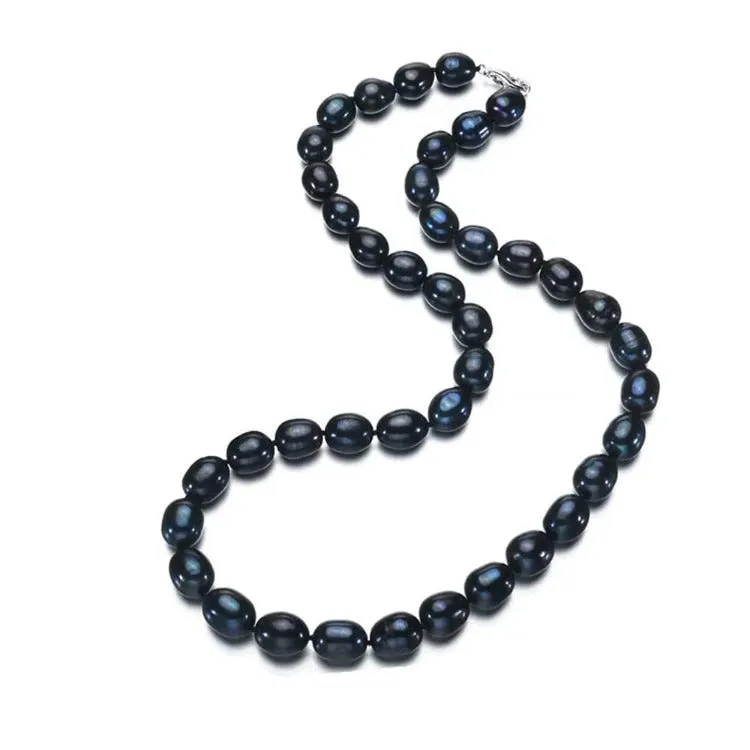 Women's Elegant Freshwater Rice Shape Pearl 8-9mm Necklace